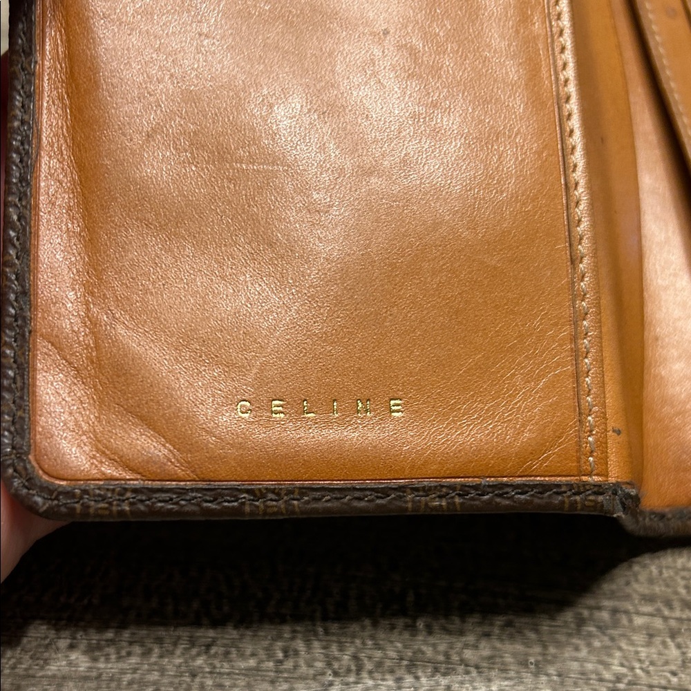 103. Celine Brown Macadam Leather Wallet, COA - Picture 2 of 15